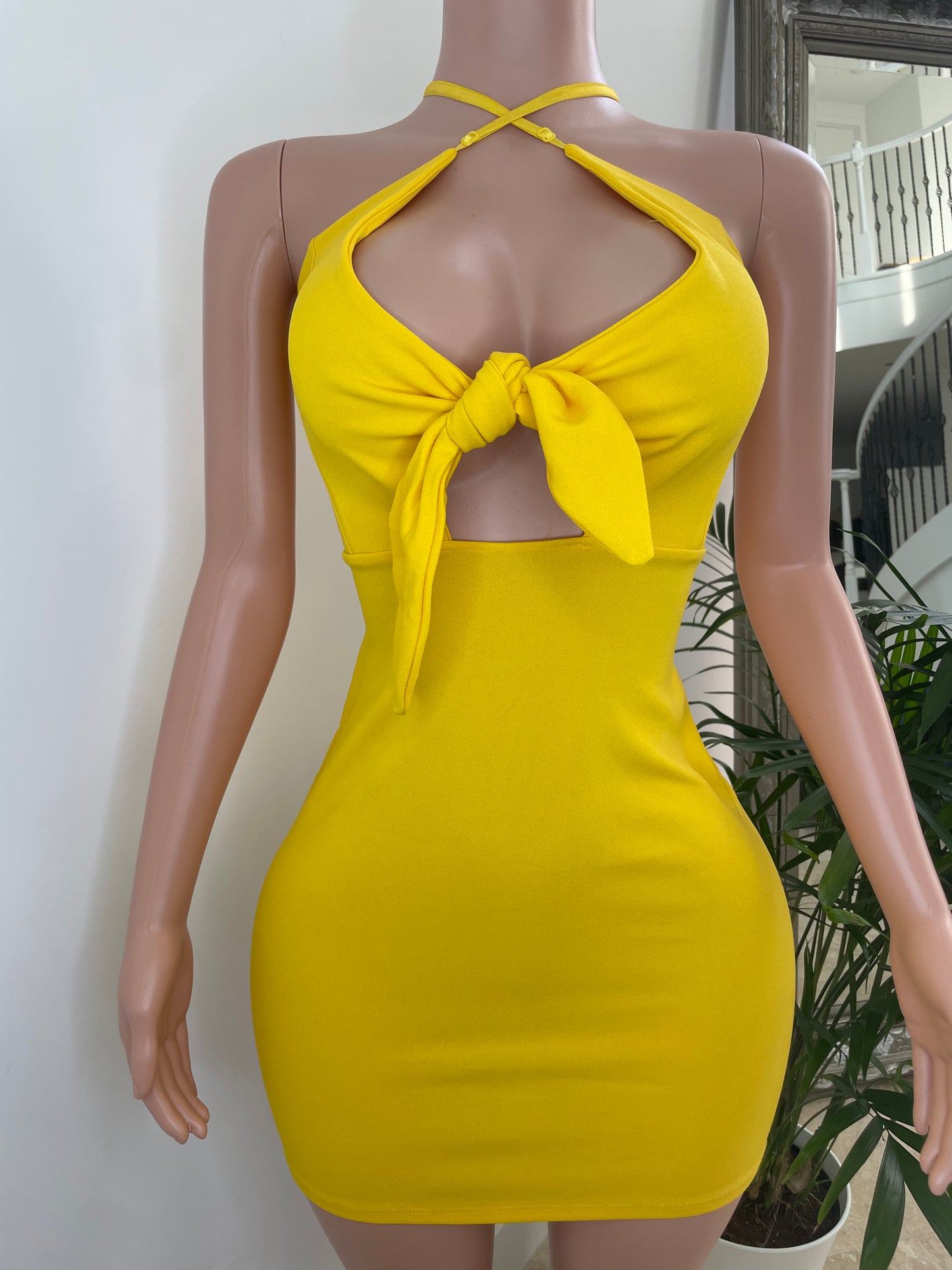 Yellow Tie Bust dress - SHOP JAMILA