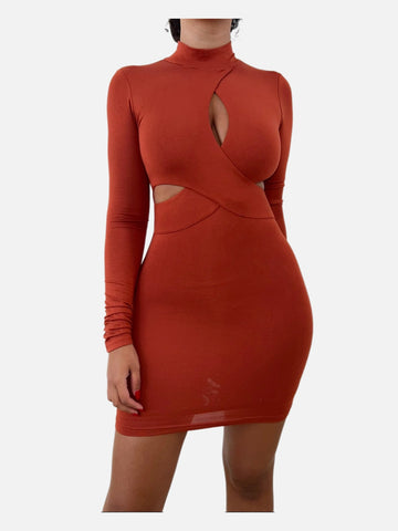 Copper Crossed Cut-Out Dress - SHOP JAMILA
