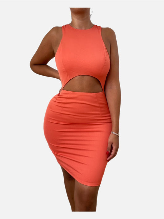 Hot Peach Cut-Out Body Dress - SHOP JAMILA