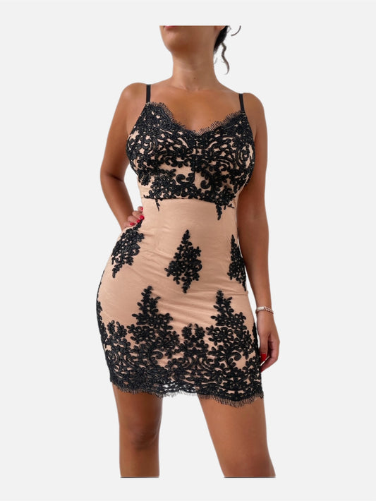 Nude Black Lace Dress - SHOP JAMILA